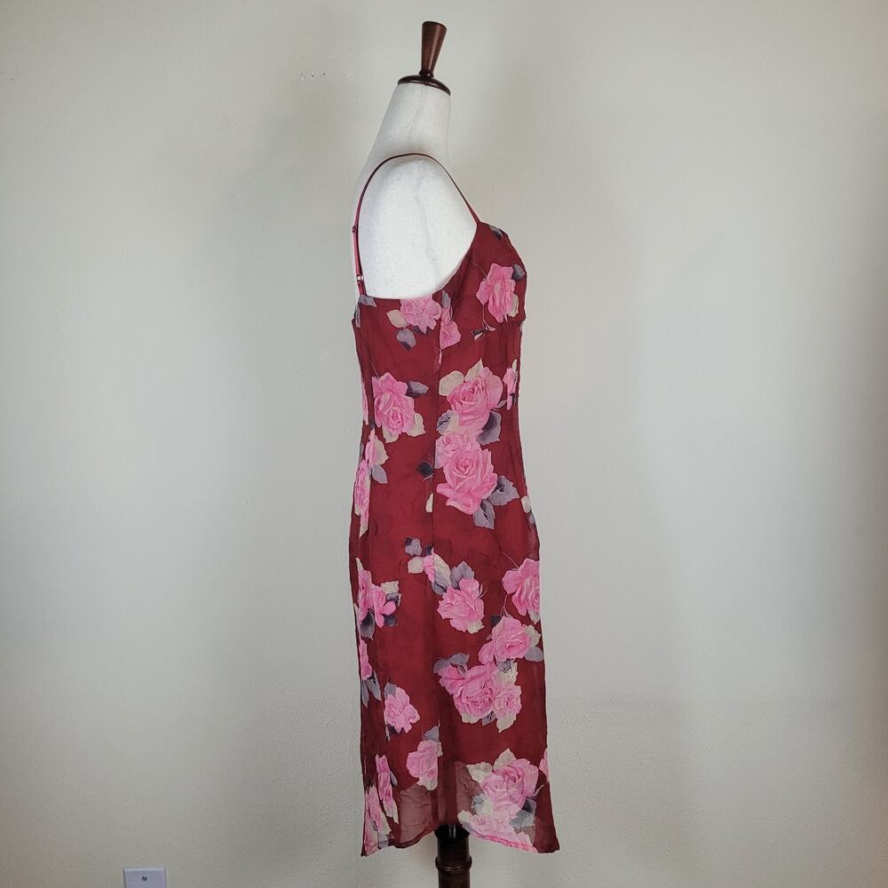 Vintage Necessary Objects Dress Medium Red Floral Fairy Apron Coquette Hi-Lo Y2K - Picture 3 of 11